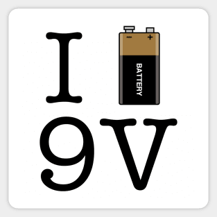 I Love 9V Battery Sticker